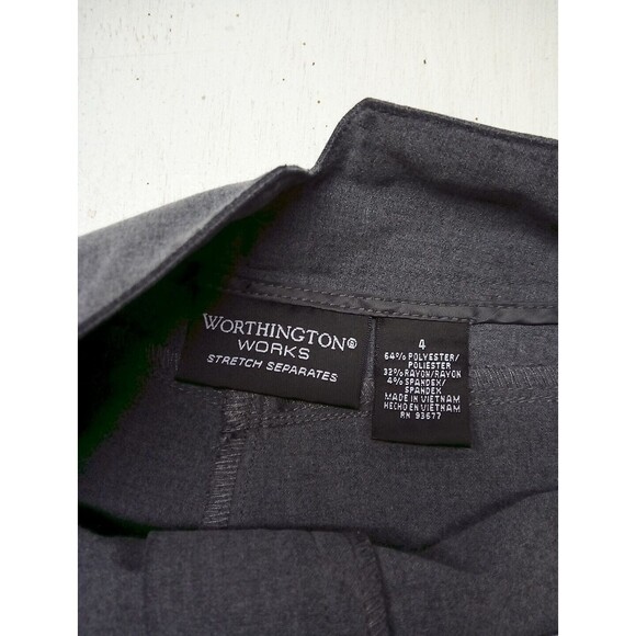 Worthington Works Stretch Dress Pants Size 4 Gray w/ Faux Back Pockets VGUC - Picture 4 of 5